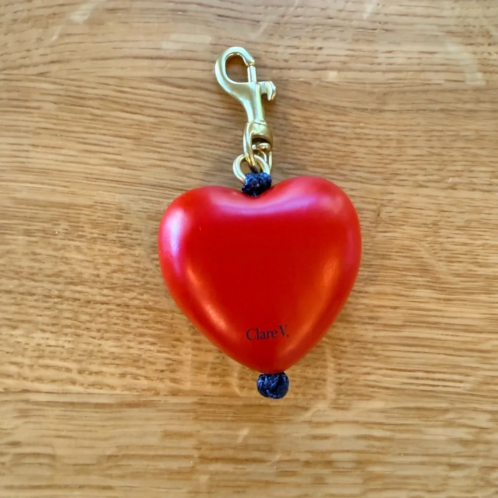 Clare V Grand heart fob in poppy NWT retail $85
